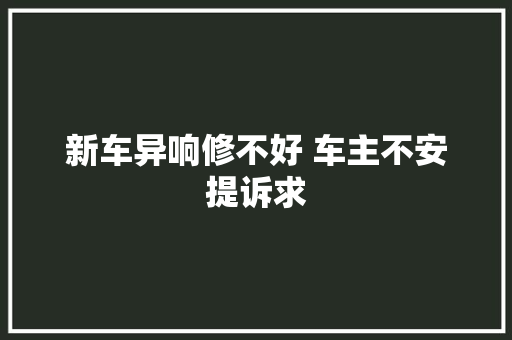 新车异响修不好 车主不安提诉求