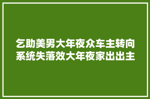 乞助美男大年夜众车主转向系统失落效大年夜家出出主意在线等