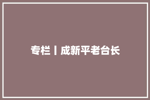 专栏丨成新平老台长