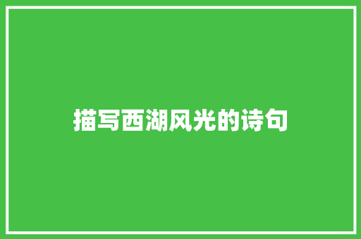 描写西湖风光的诗句