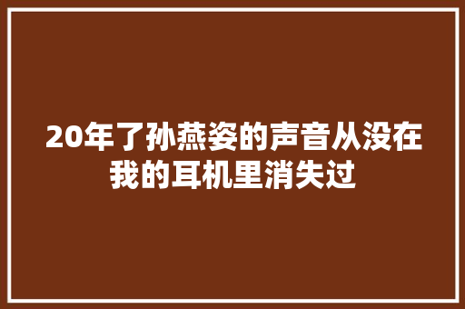 20年了孙燕姿的声音从没在我的耳机里消失过