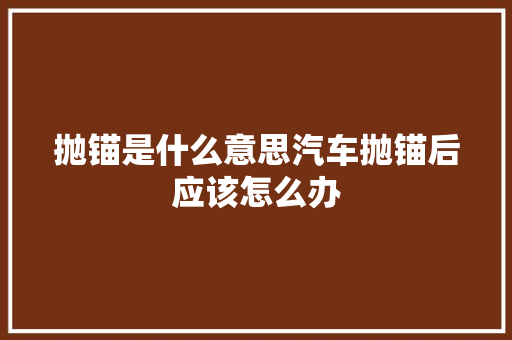 抛锚是什么意思汽车抛锚后应该怎么办