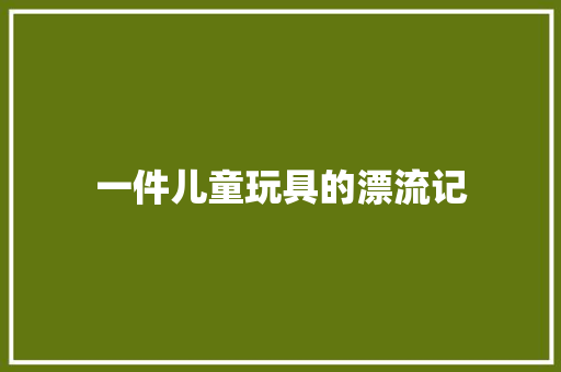 一件儿童玩具的漂流记
