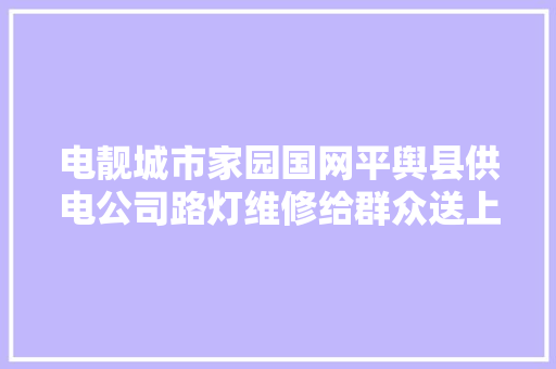 电靓城市家园国网平舆县供电公司路灯维修给群众送上通亮的双节