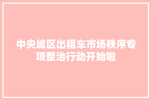 中央城区出租车市场秩序专项整治行动开始啦