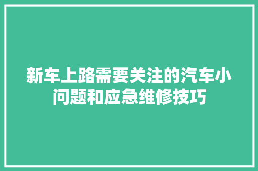 新车上路需要关注的汽车小问题和应急维修技巧