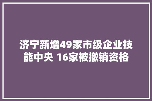 济宁新增49家市级企业技能中央 16家被撤销资格 汽车知识