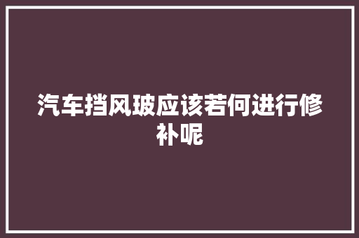 汽车挡风玻应该若何进行修补呢