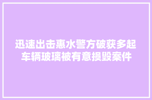 迅速出击惠水警方破获多起车辆玻璃被有意损毁案件