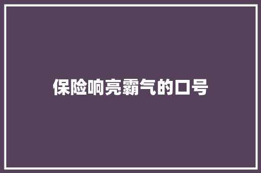 保险响亮霸气的口号