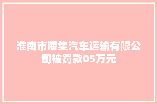 淮南市潘集汽车运输有限公司被罚款05万元