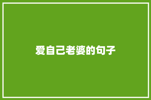 爱自己老婆的句子