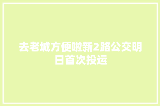 去老城方便啦新2路公交明日首次投运