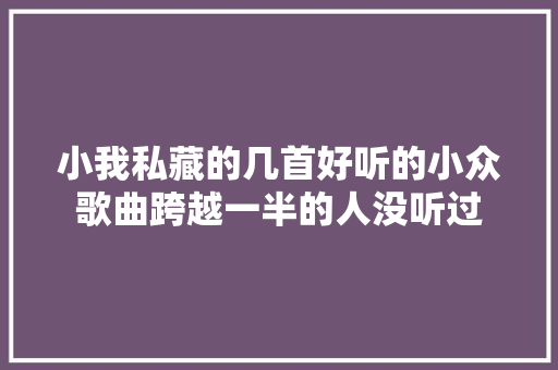 小我私藏的几首好听的小众歌曲跨越一半的人没听过