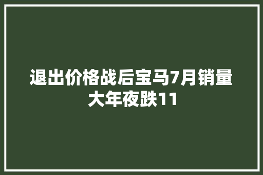 退出价格战后宝马7月销量大年夜跌11