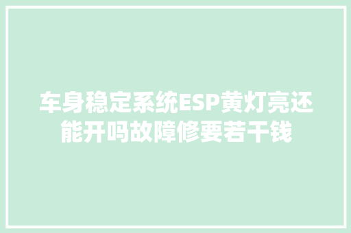 车身稳定系统ESP黄灯亮还能开吗故障修要若干钱