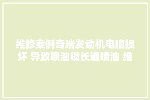 维修案例奇瑞发动机电脑损坏 导致喷油嘴长通喷油 维修