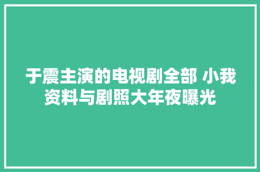 于震主演的电视剧全部 小我资料与剧照大年夜曝光