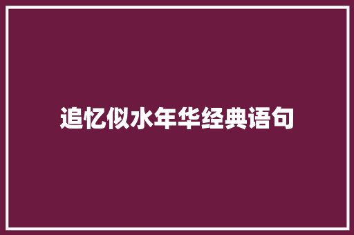 追忆似水年华经典语句