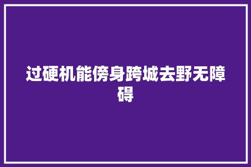 过硬机能傍身跨城去野无障碍