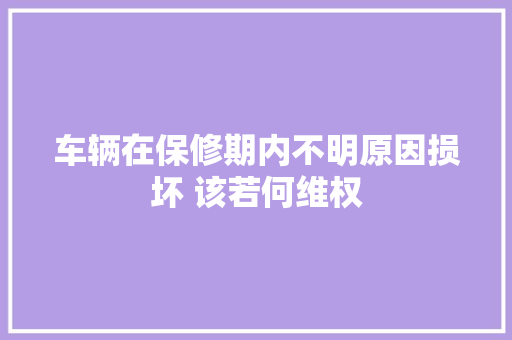 车辆在保修期内不明原因损坏 该若何维权