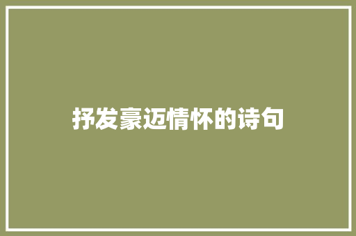 抒发豪迈情怀的诗句
