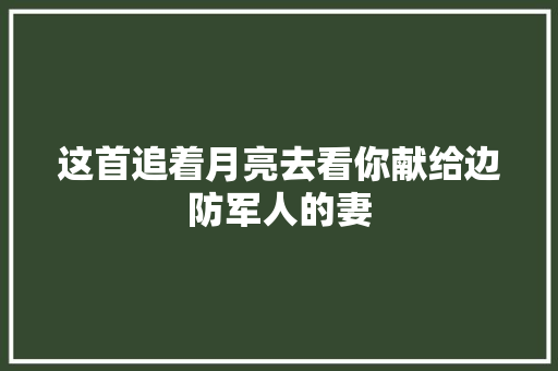 这首追着月亮去看你献给边防军人的妻