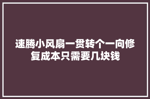 速腾小风扇一贯转个一向修复成本只需要几块钱