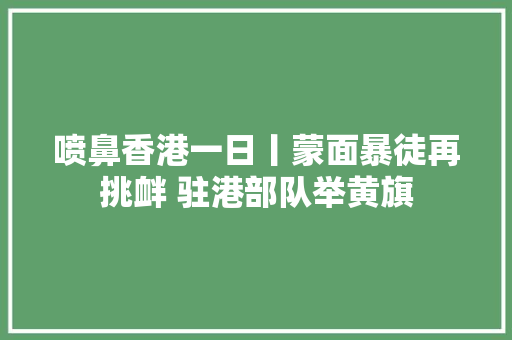 喷鼻香港一日丨蒙面暴徒再挑衅 驻港部队举黄旗