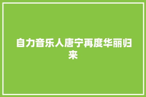 自力音乐人唐宁再度华丽归来