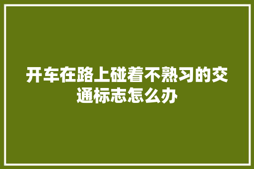 开车在路上碰着不熟习的交通标志怎么办