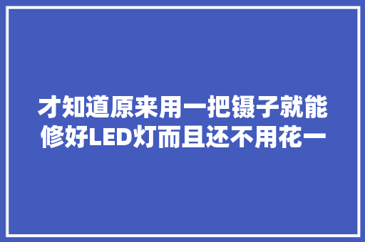 才知道原来用一把镊子就能修好LED灯而且还不用花一分钱