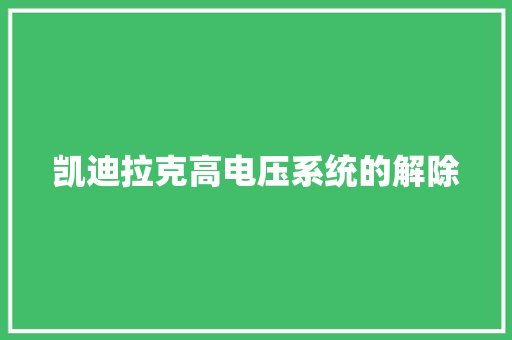凯迪拉克高电压系统的解除