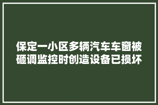 保定一小区多辆汽车车窗被砸调监控时创造设备已损坏