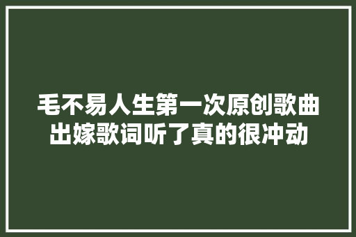 毛不易人生第一次原创歌曲出嫁歌词听了真的很冲动