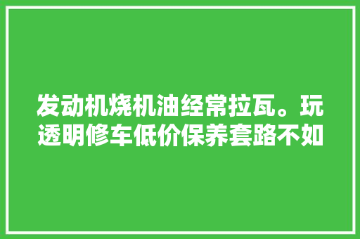 发动机烧机油经常拉瓦。玩透明修车低价保养套路不如提高