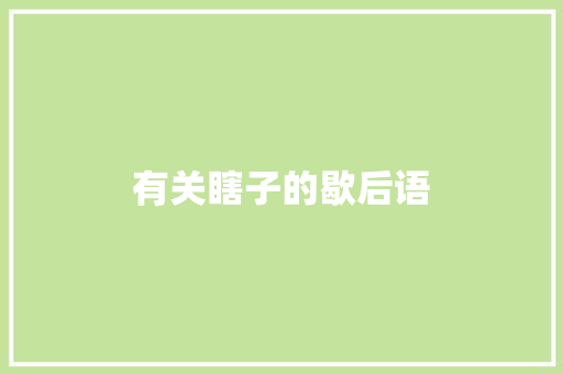 有关瞎子的歇后语