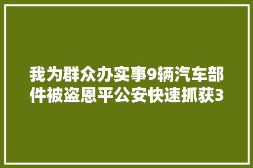 我为群众办实事9辆汽车部件被盗恩平公安快速抓获3名嫌疑人