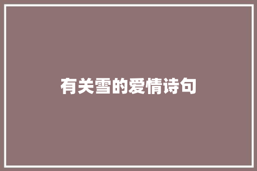 有关雪的爱情诗句