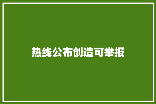 热线公布创造可举报