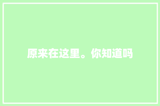 原来在这里。你知道吗