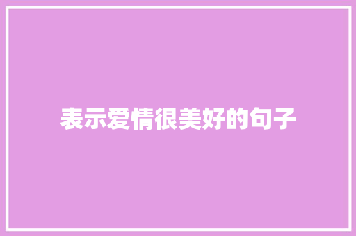 表示爱情很美好的句子