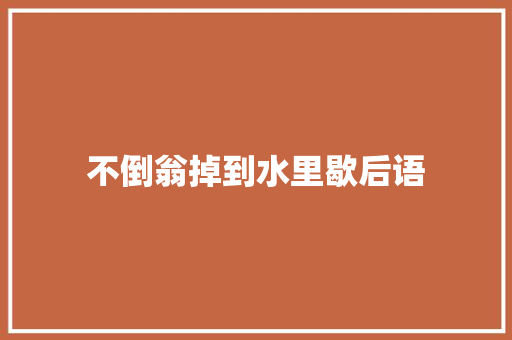 不倒翁掉到水里歇后语