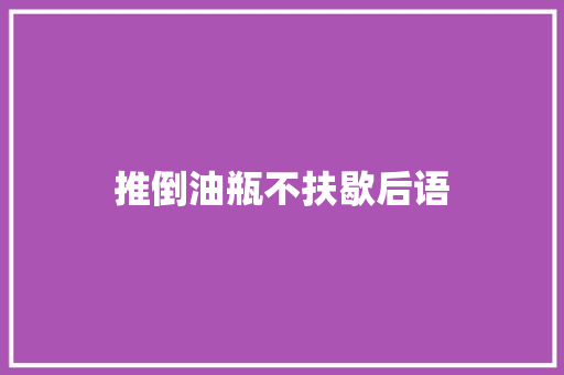 推倒油瓶不扶歇后语