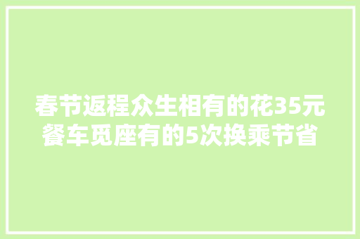 春节返程众生相有的花35元餐车觅座有的5次换乘节省4000元
