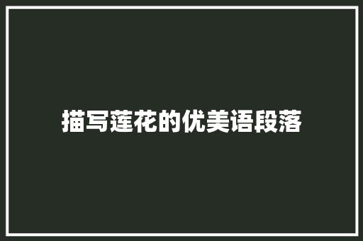 描写莲花的优美语段落