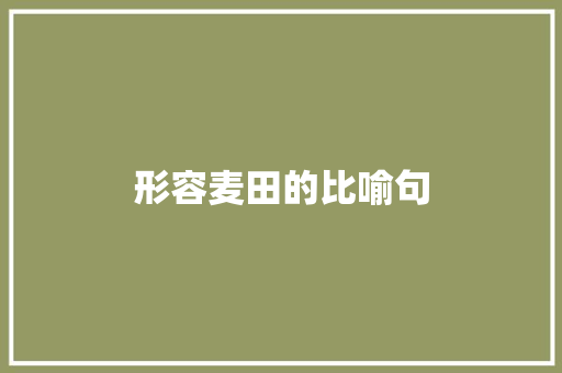 形容麦田的比喻句