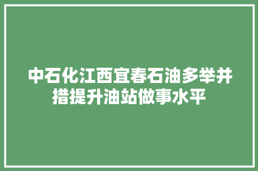 中石化江西宜春石油多举并措提升油站做事水平