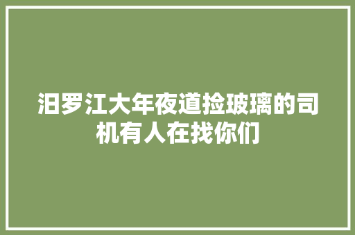 汨罗江大年夜道捡玻璃的司机有人在找你们