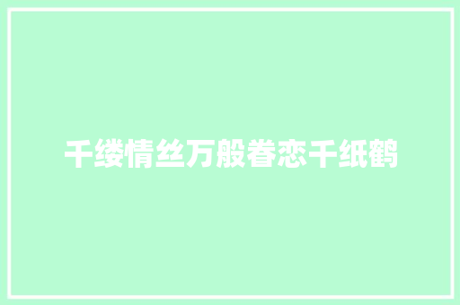 千缕情丝万般眷恋千纸鹤